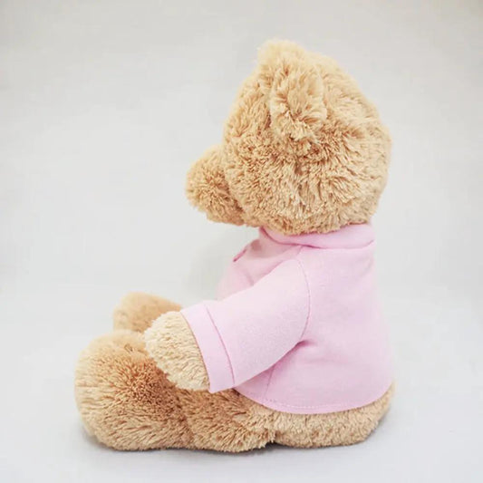 It's a Girl teddy bear in pink shirt, beige plush, 12-inch stuffed animal on Tampa Home & Garden Store