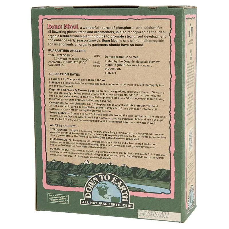 Bone Meal fertilizer 3-15-0, 5 lb box, Down To Earth organic fertilizer on Tampa Home & Garden Store