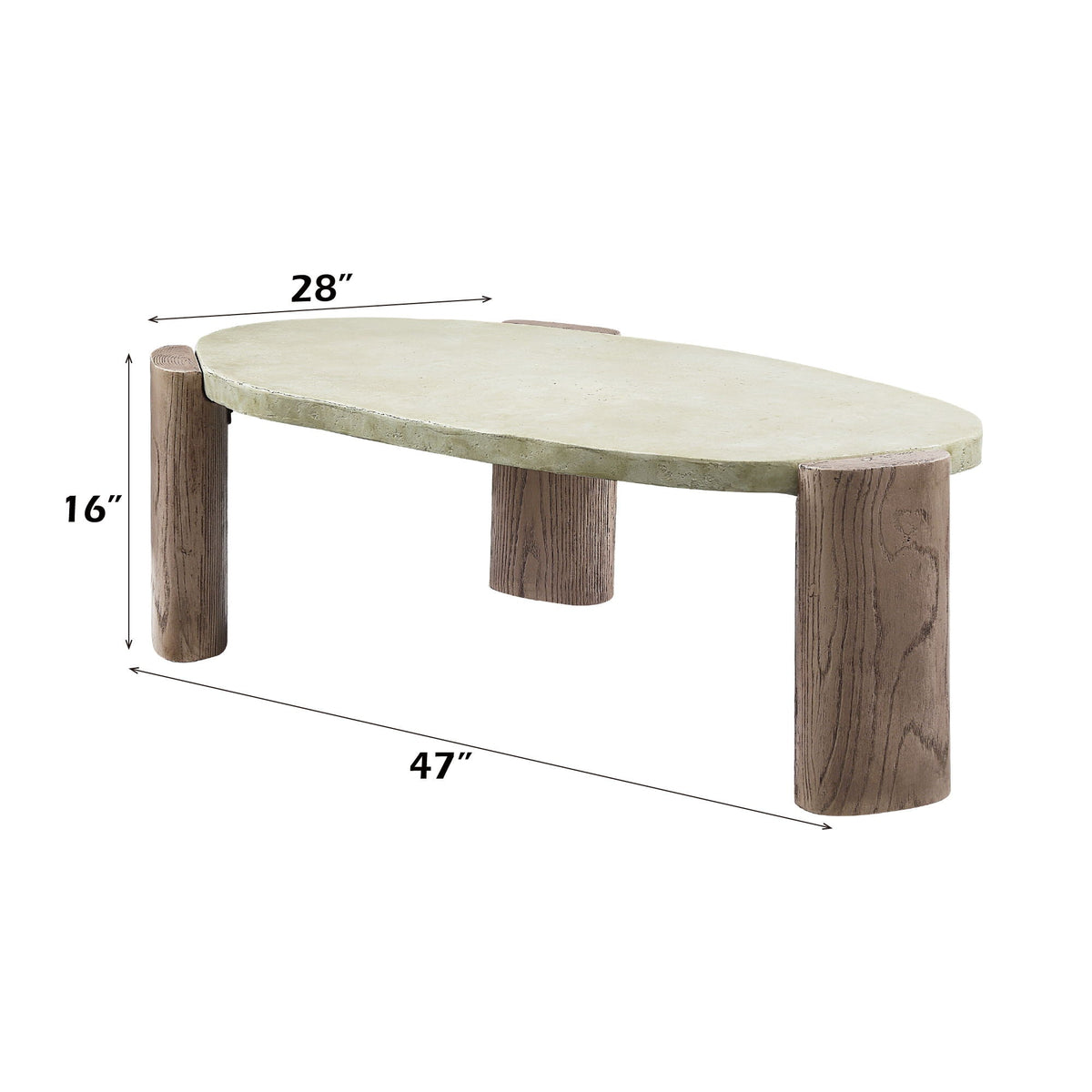 Dayana Coffee Table with oak legs and off-white fiber concrete top on Tampa Home & Garden Store