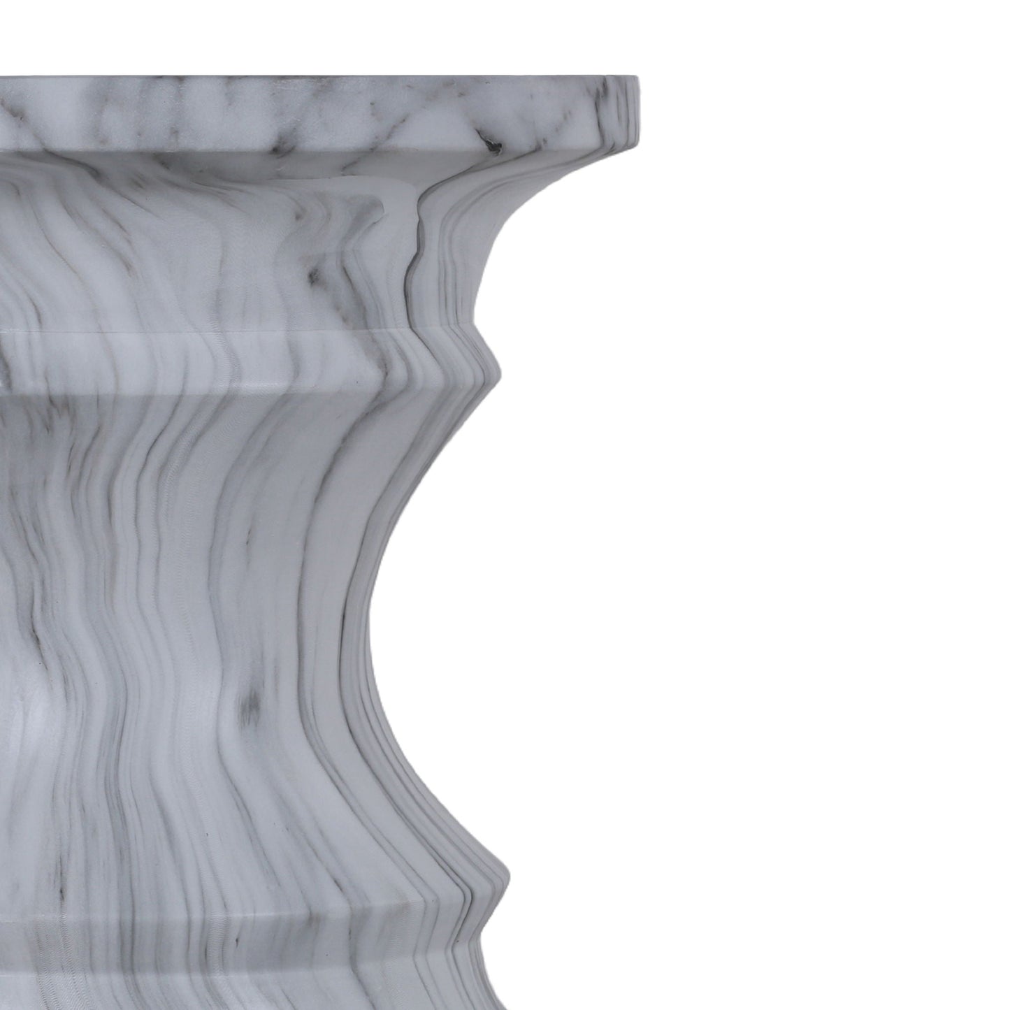 Geometric Faux Marble Round Table and Stand