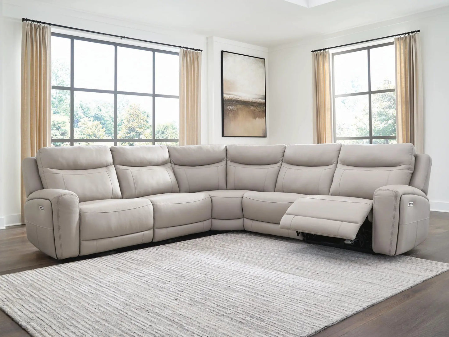 Gravier reclining sectional by Unique Piece Furniture in light gray upholstery on Tampa Home & Garden Store