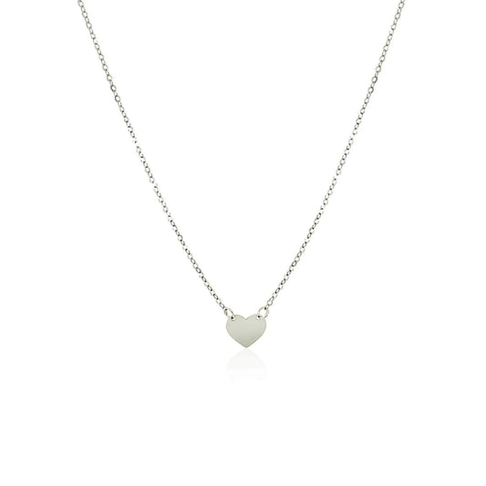 14K white gold polished mini heart necklace on delicate chain by Bids on Tampa Home & Garden Store