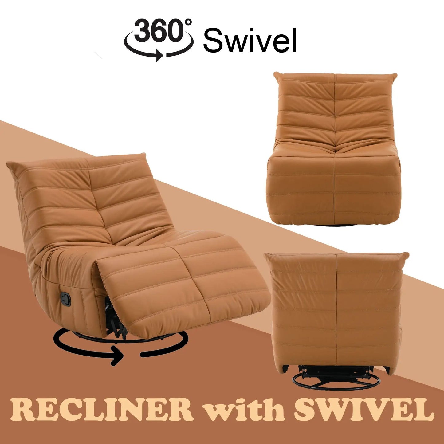 Glider recliner chairs tan leather with 360 swivel by Unique Piece Furniture on Tampa Home & Garden Store
