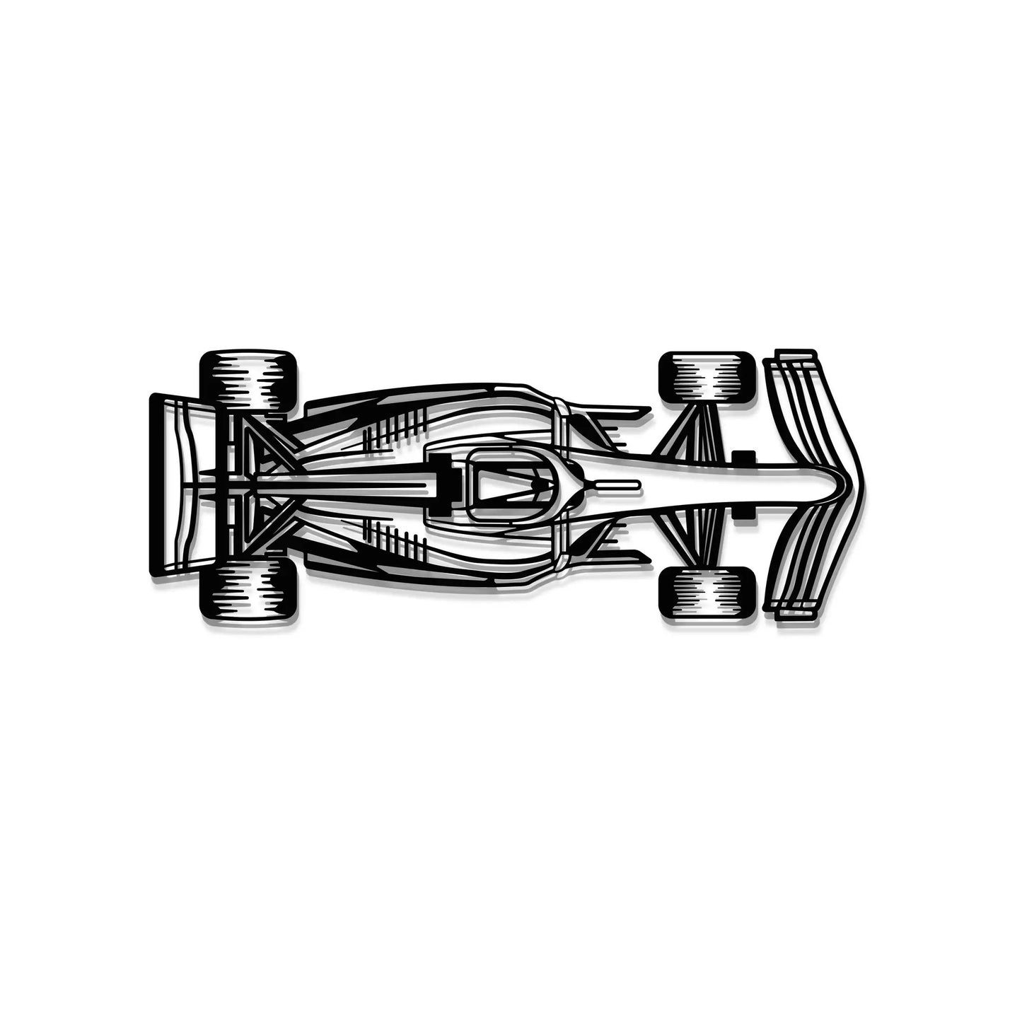 Formula 1 2022 top-view horizontal metal wall art, black and white by Modello Turbo on Tampa Home & Garden Store