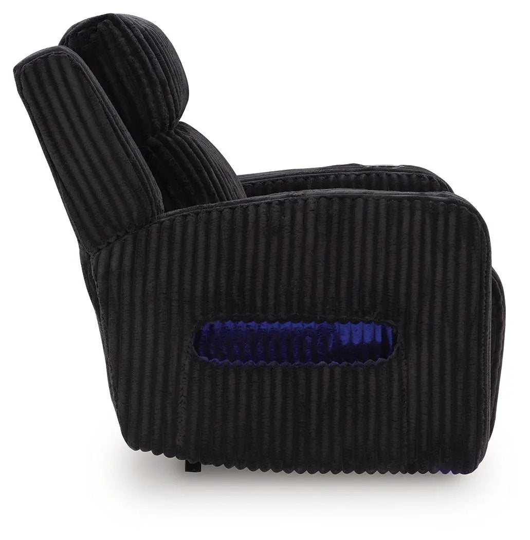 Forest Lake recliner with adjustable headrest, black corduroy upholstery, Unique Piece Furniture on Tampa Home & Garden Store