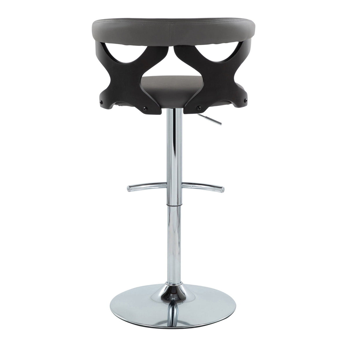 Contemporary adjustable barstool set by HouseOfZazla with grey cushion and chrome base on Tampa Home & Garden Store