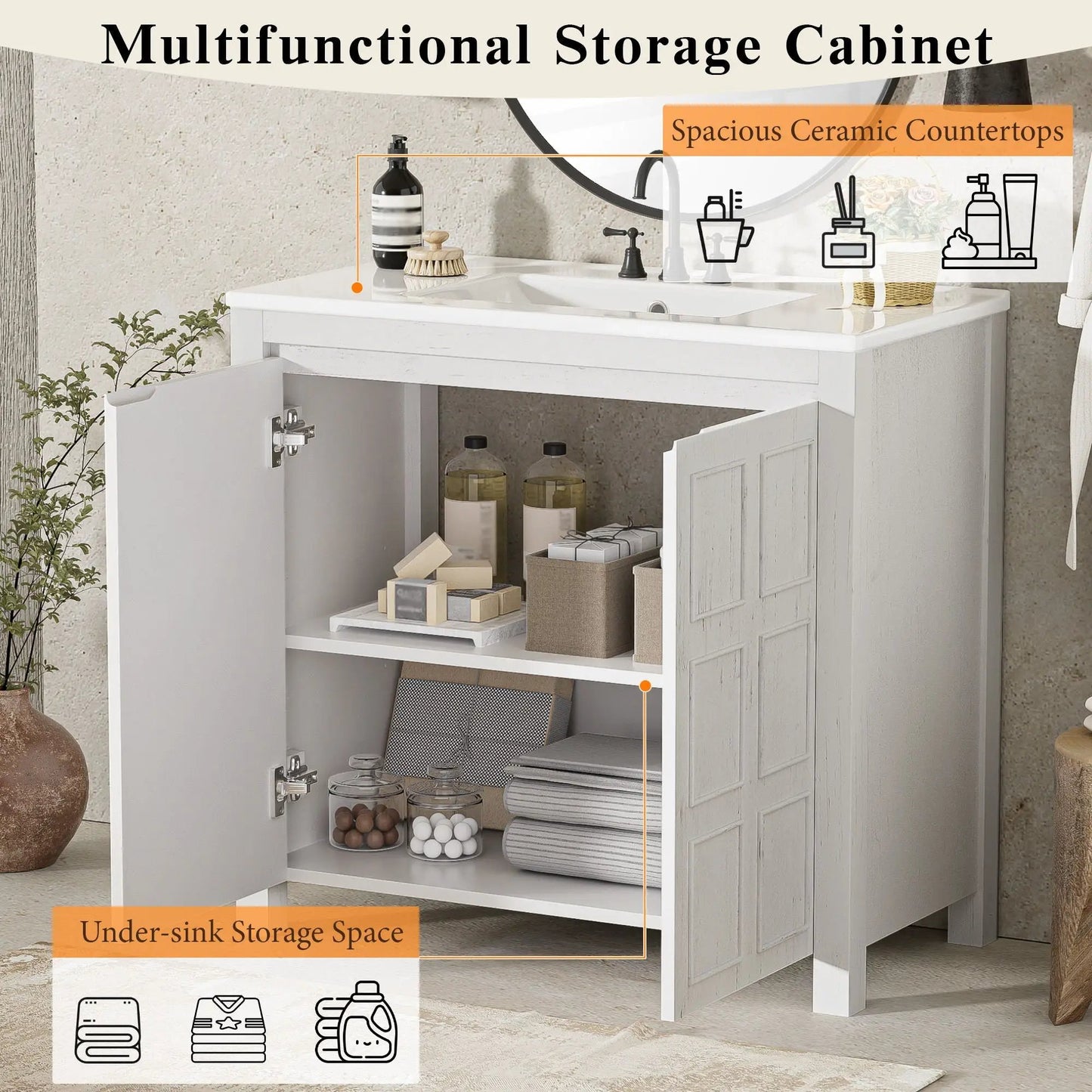 Bathroom Vanity Organizer with Sink and Cabinet