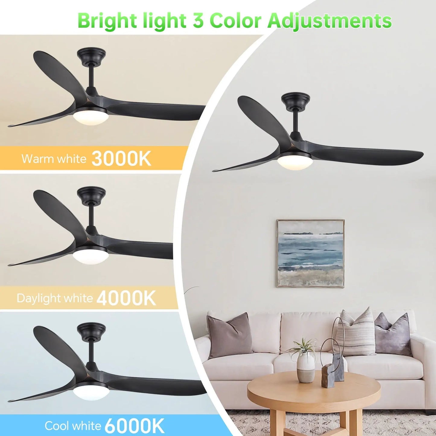 Smart Ceiling Fan With Lights, DC Motor Indoor