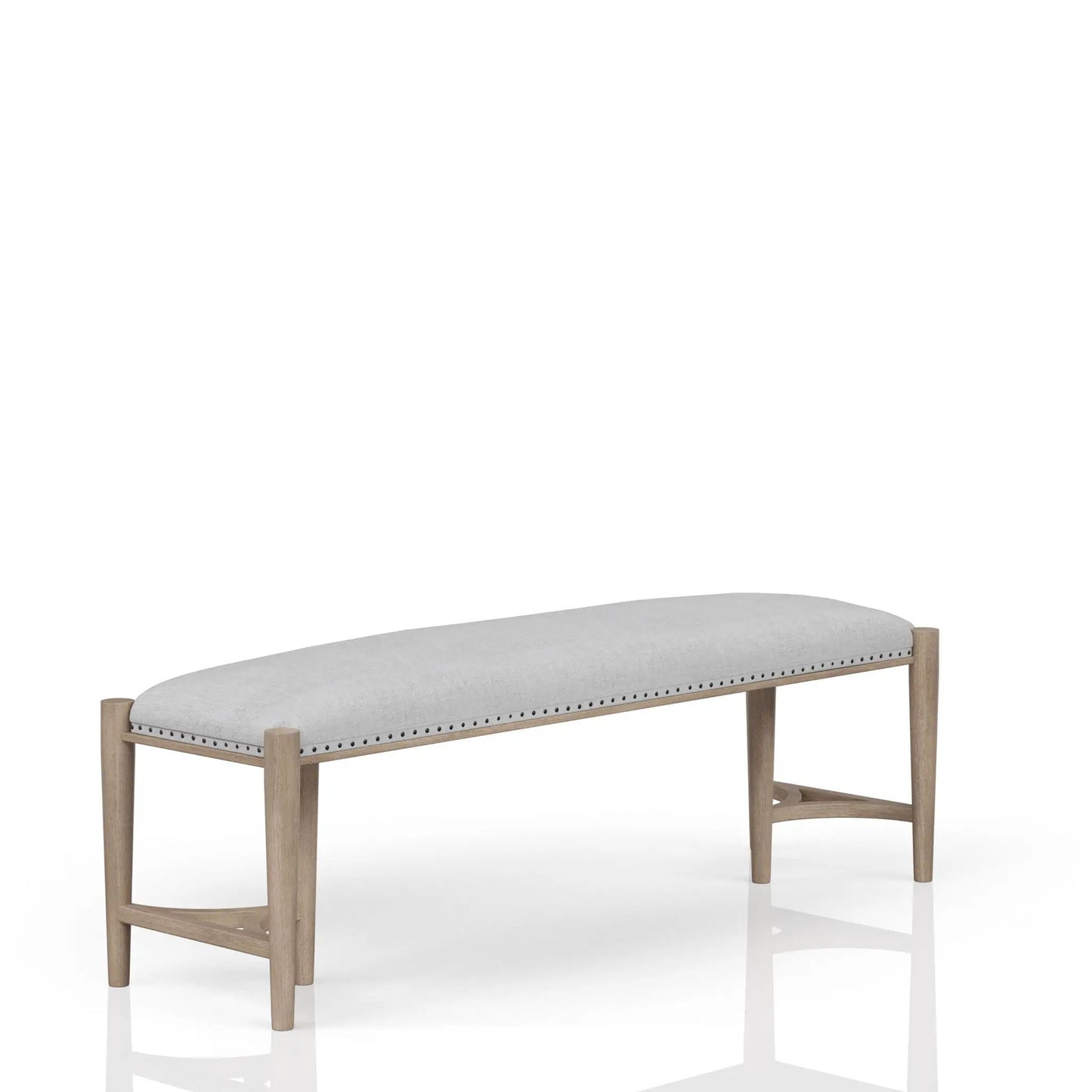 Bench In Sand Upholstered With Nail Head Trim