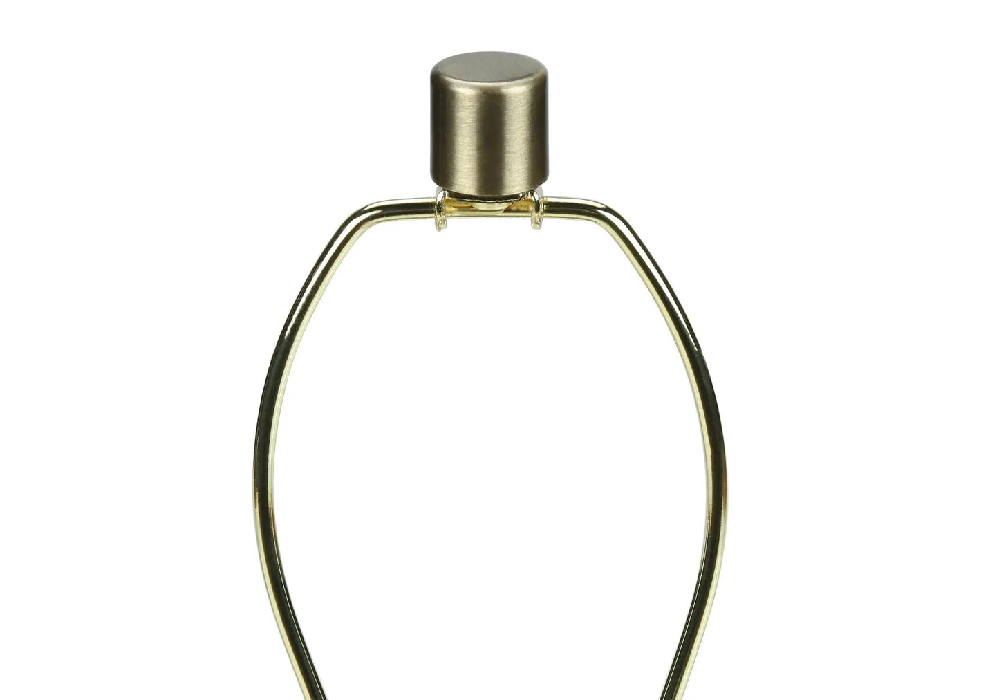 Table lamp close-up with brass-finish top finial and curved gold frame, contemporary design on Tampa Home & Garden Store