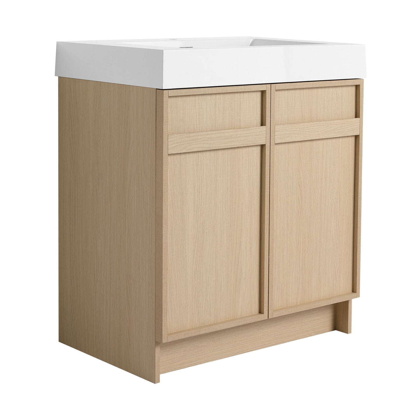 Freestanding bathroom vanity with white resin sink on light oak cabinet, HouseOfZazla on Tampa Home & Garden Store
