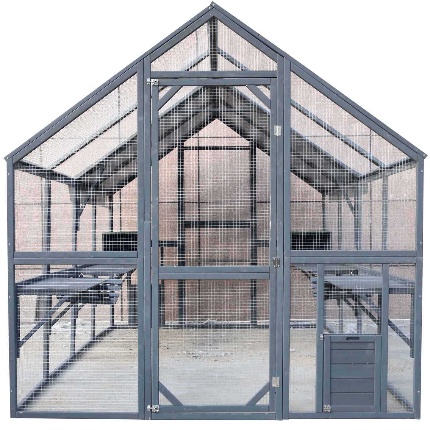 Spacious Wooden Cat Enclosure with Gray Roof