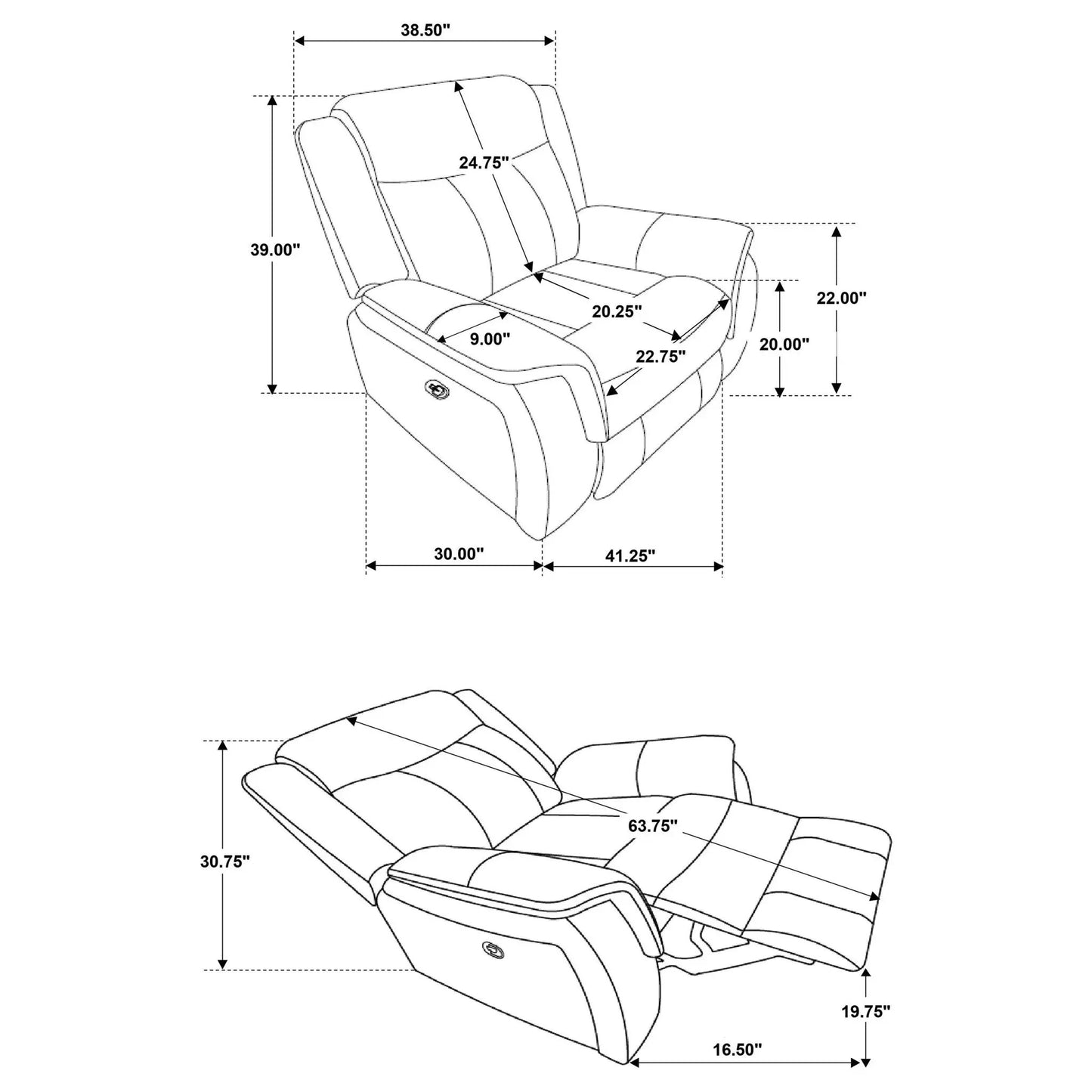 Franklin upholstered padded arm glider recliner charcoal by Unique Piece Furniture on Tampa Home & Garden Store