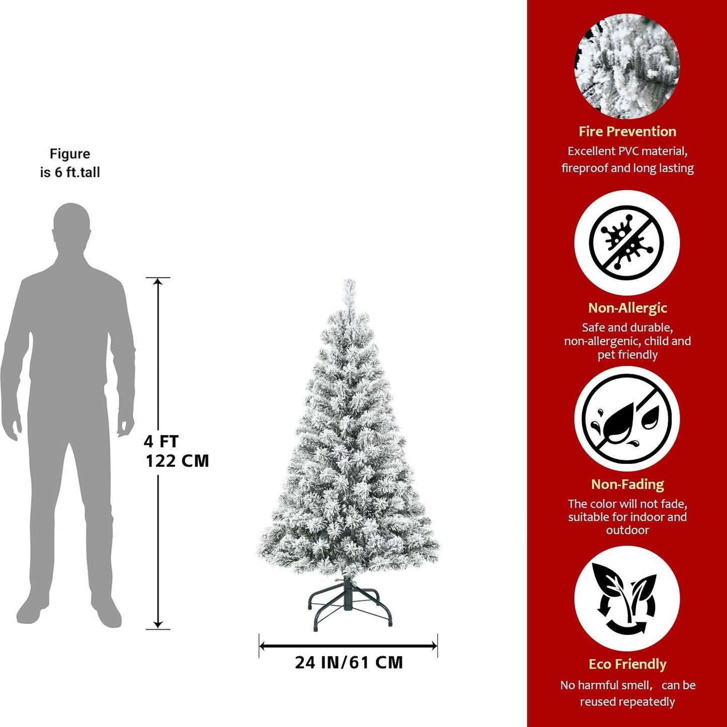 4ft flocked Christmas tree with 233 tips by HouseOfZazla on metal stand on Tampa Home & Garden Store