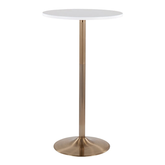 Pebble adjustable height table with white wood top and brass metal base by HouseOfZazla on Tampa Home & Garden Store