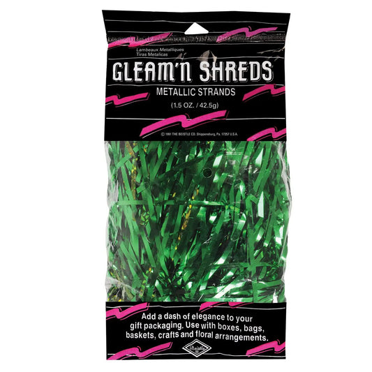Gleam'n Shreds Green Metallic Strands tissue paper 1.5 oz bag Beistle on Tampa Home & Garden Store