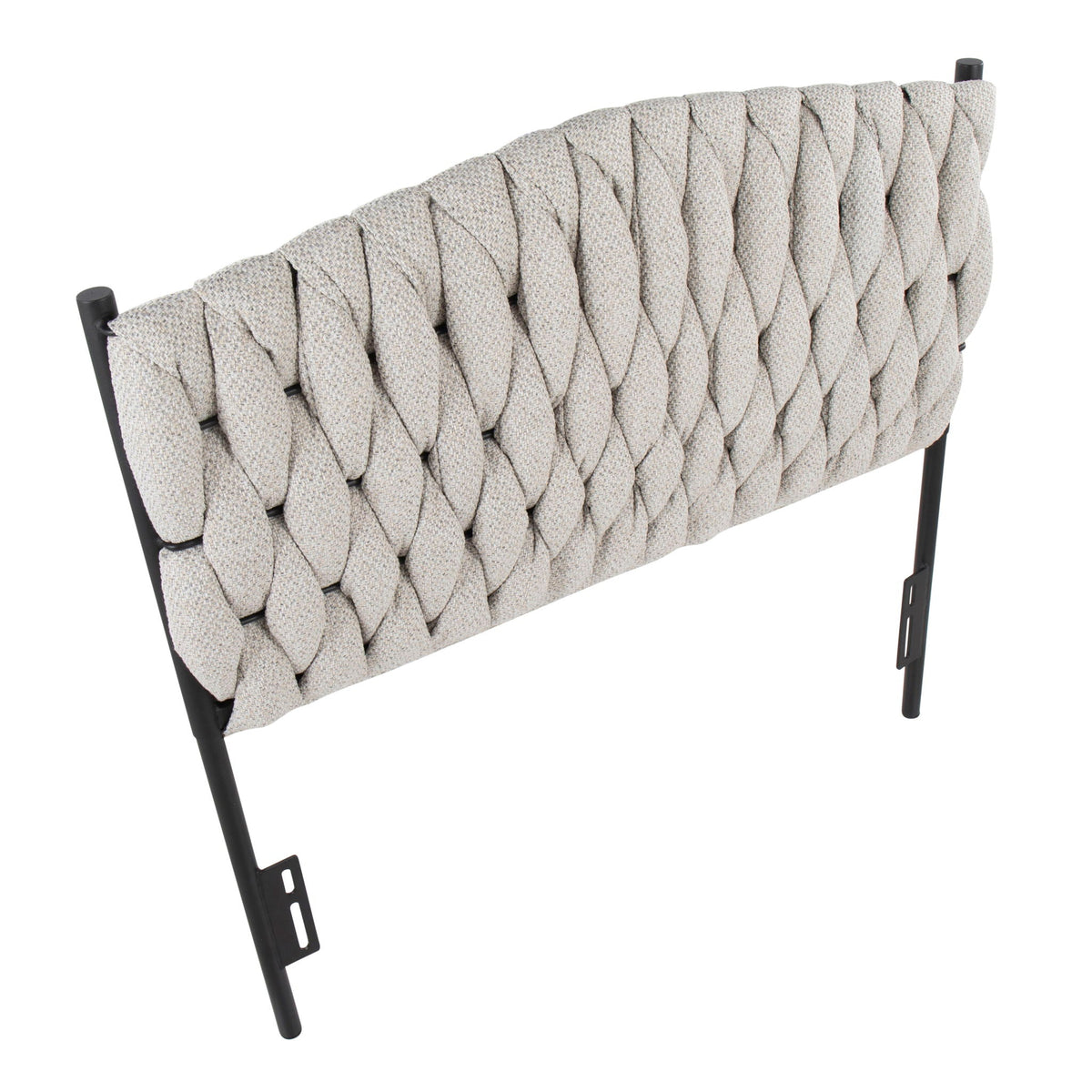 Braided Matisse twin size upholstered headboard with beige fabric and black metal legs on Tampa Home & Garden Store