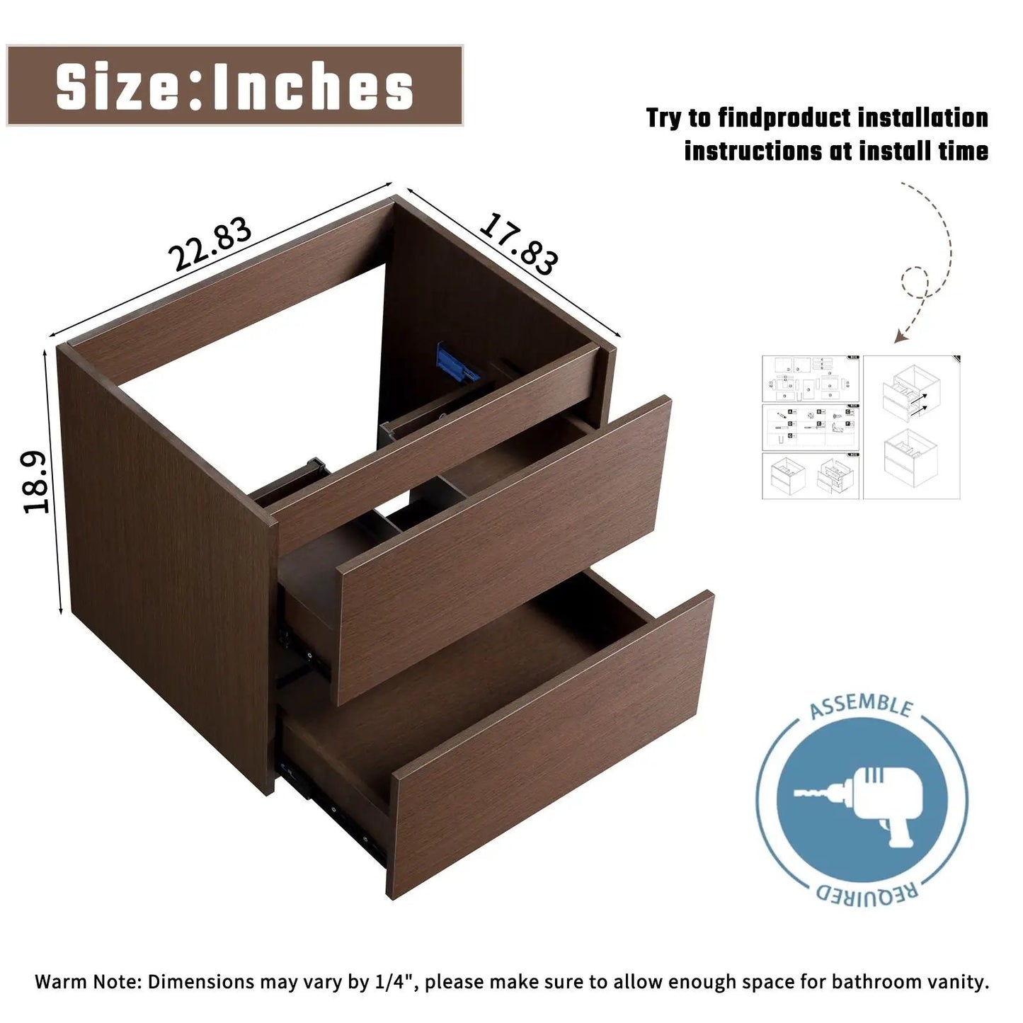 Wall Mounted Vanity With Soft Close Drawer