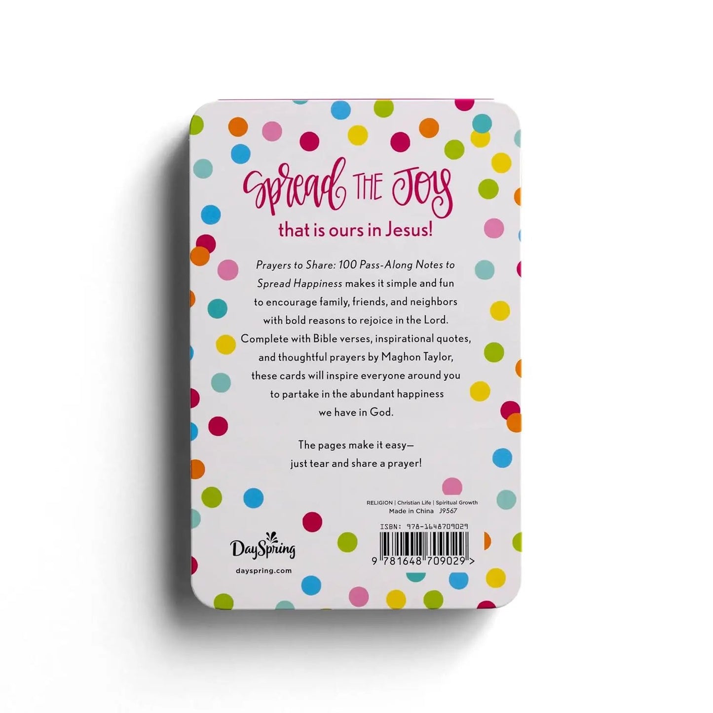 Dayspring Prayers to Share notebook with 100 pass-along notes on colorful confetti cover on Tampa Home & Garden Store
