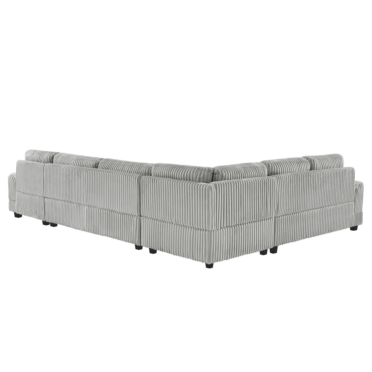 U-shaped gray sectional sofa with chaise lounge, ribbed fabric, stationary HouseOfZazla on Tampa Home & Garden Store