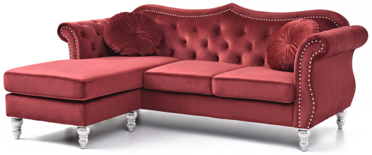 Hollywood Glam Sofa Chaise and Tufted Nailhead