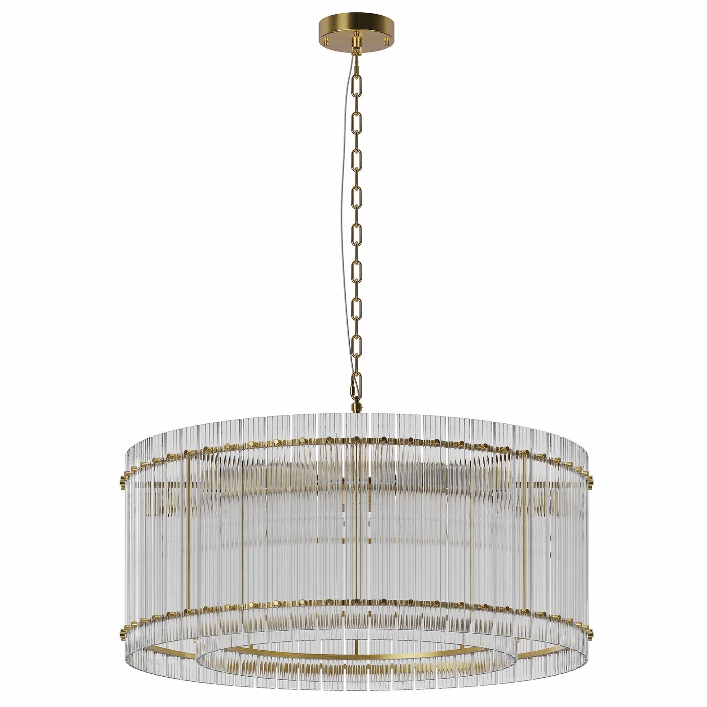 37in Modern Gold Round 8-Light Crystal Chandelier by HouseOfZazla with glass prisms on Tampa Home & Garden Store