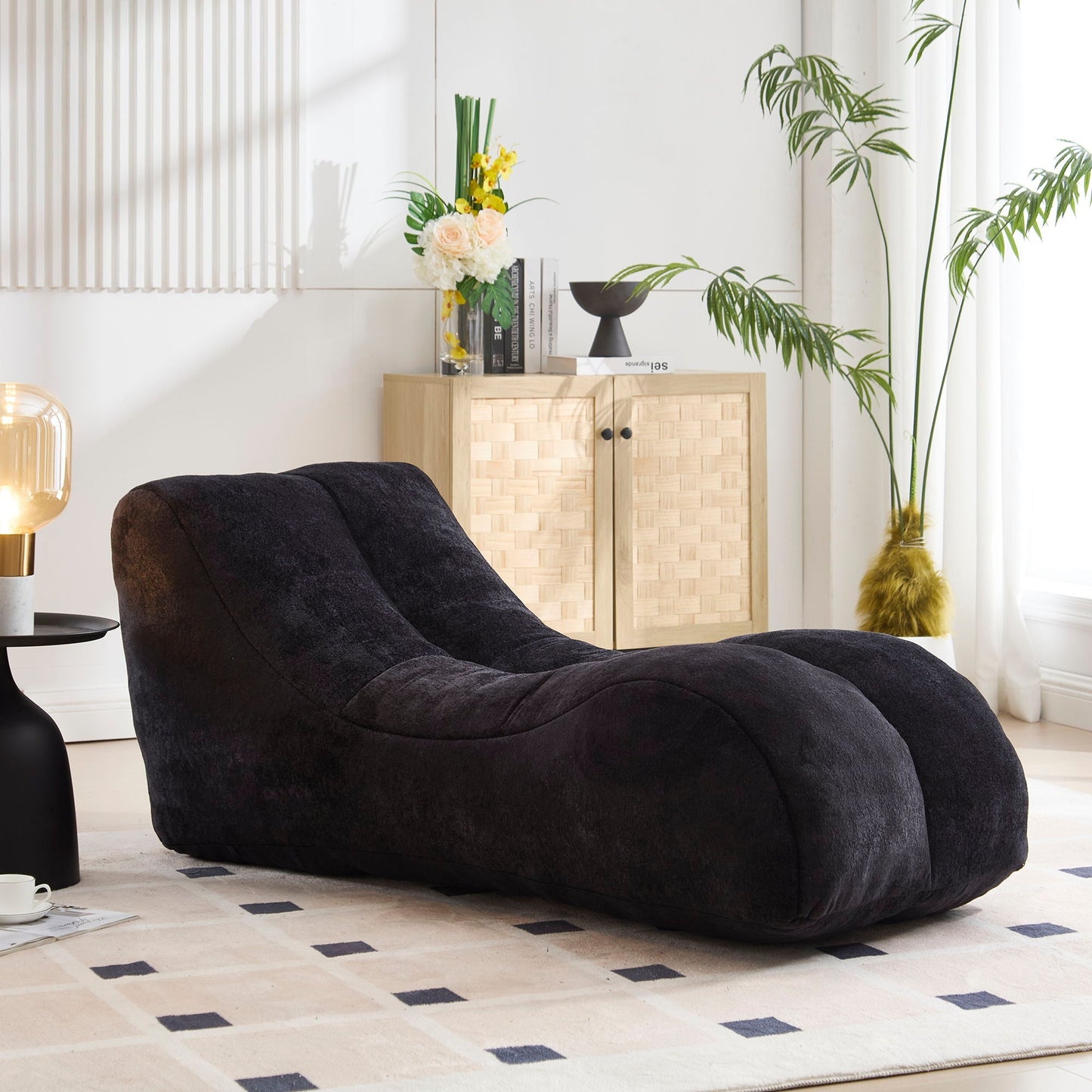 Creative bean bag sofa chair with high quality sponge filling in charcoal black fabric on Tampa Home & Garden Store