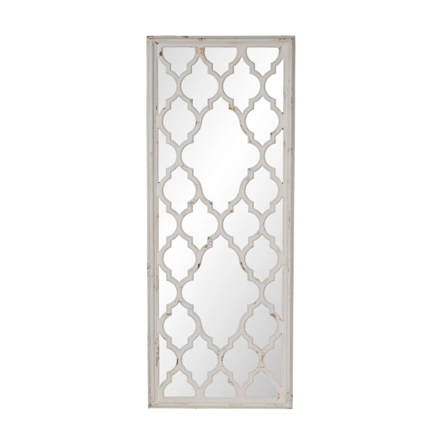 Distressed Floor Mirror Full Body White Finish