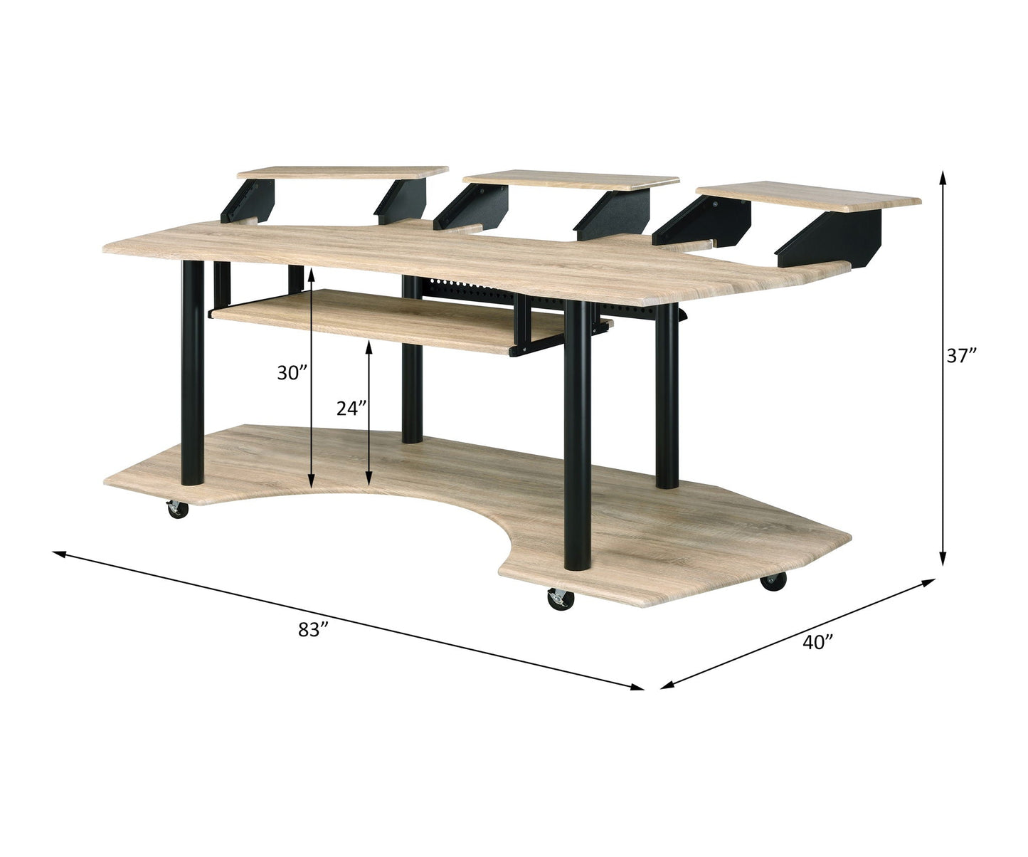 Eleazar Wood Recording Studio Desk raised monitor shelves HouseOfZazla power workstation on Tampa Home & Garden Store