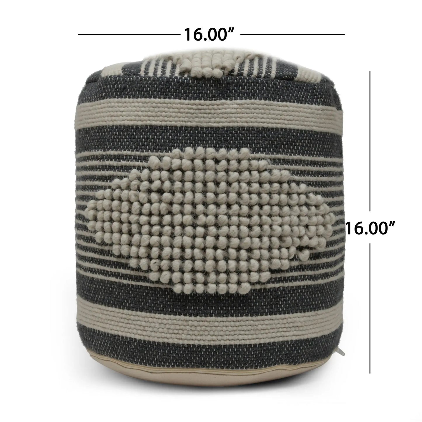 Diamond Handcrafted Cylindrical Wool Pouf