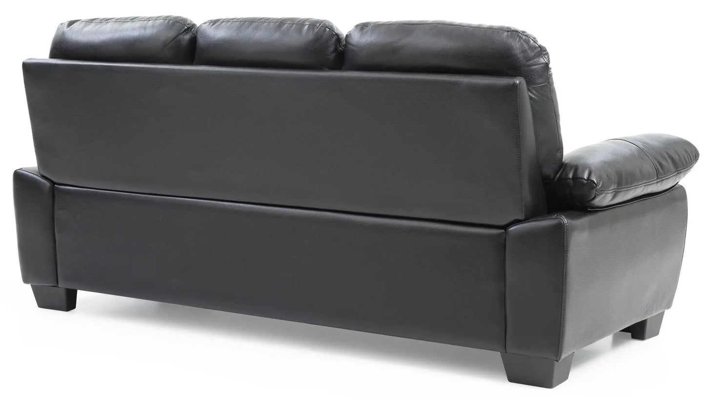 Marta sofa by Unique Piece Furniture, black leather stationary sofa back view with square legs on Tampa Home & Garden Store