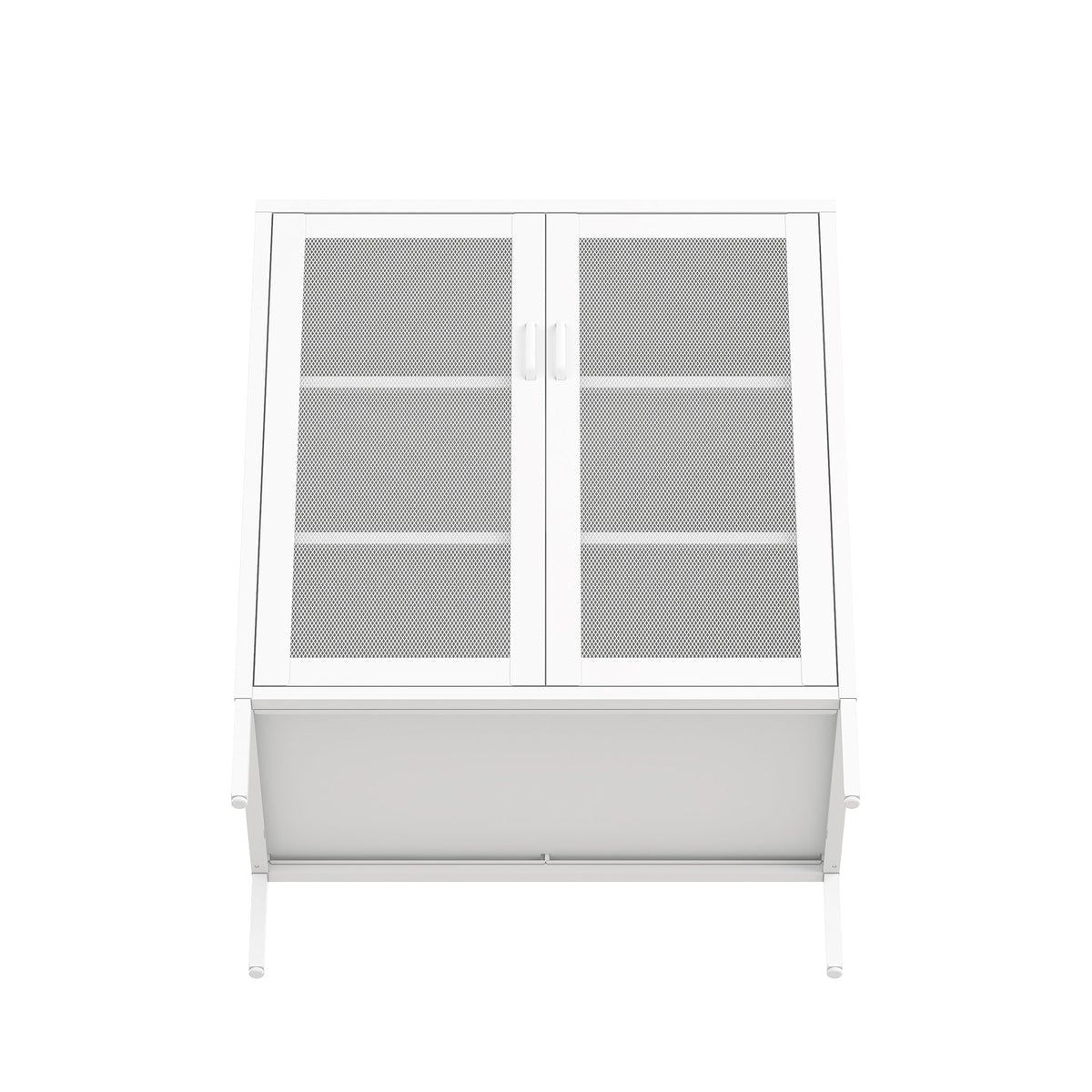 Metal accent cabinet with mesh doors in white finish; adjustable shelves by HouseOfZazla on Tampa Home & Garden Store