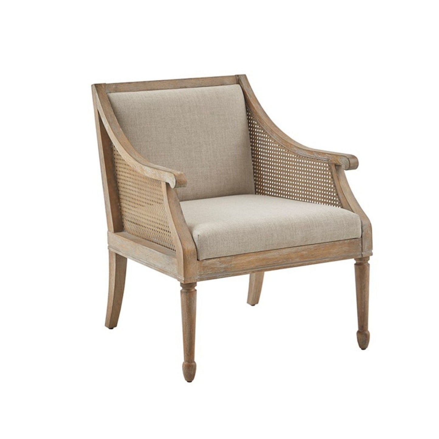 Transitional Cane Armchair and Upholstered Seat