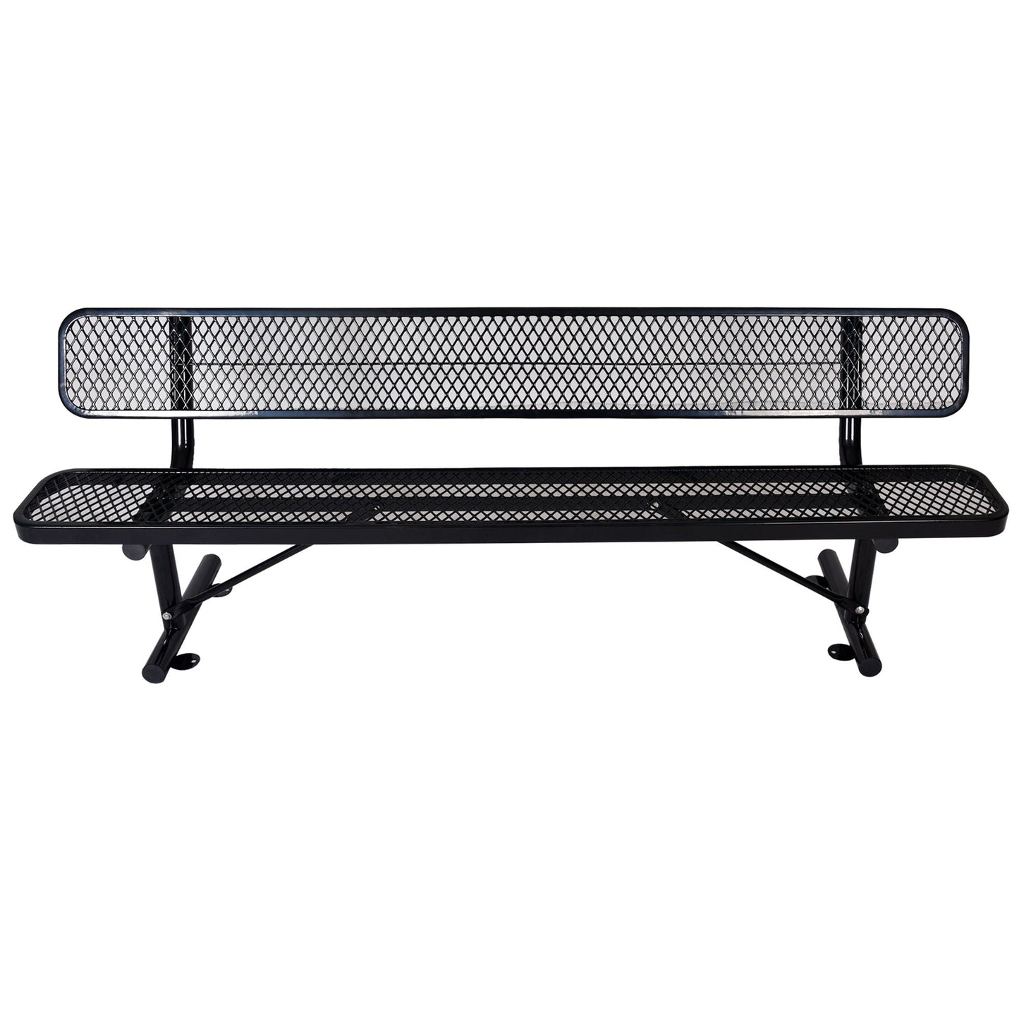 6' Outdoor Steel Bench With Backrest by HouseOfZazla in black mesh on Tampa Home & Garden Store