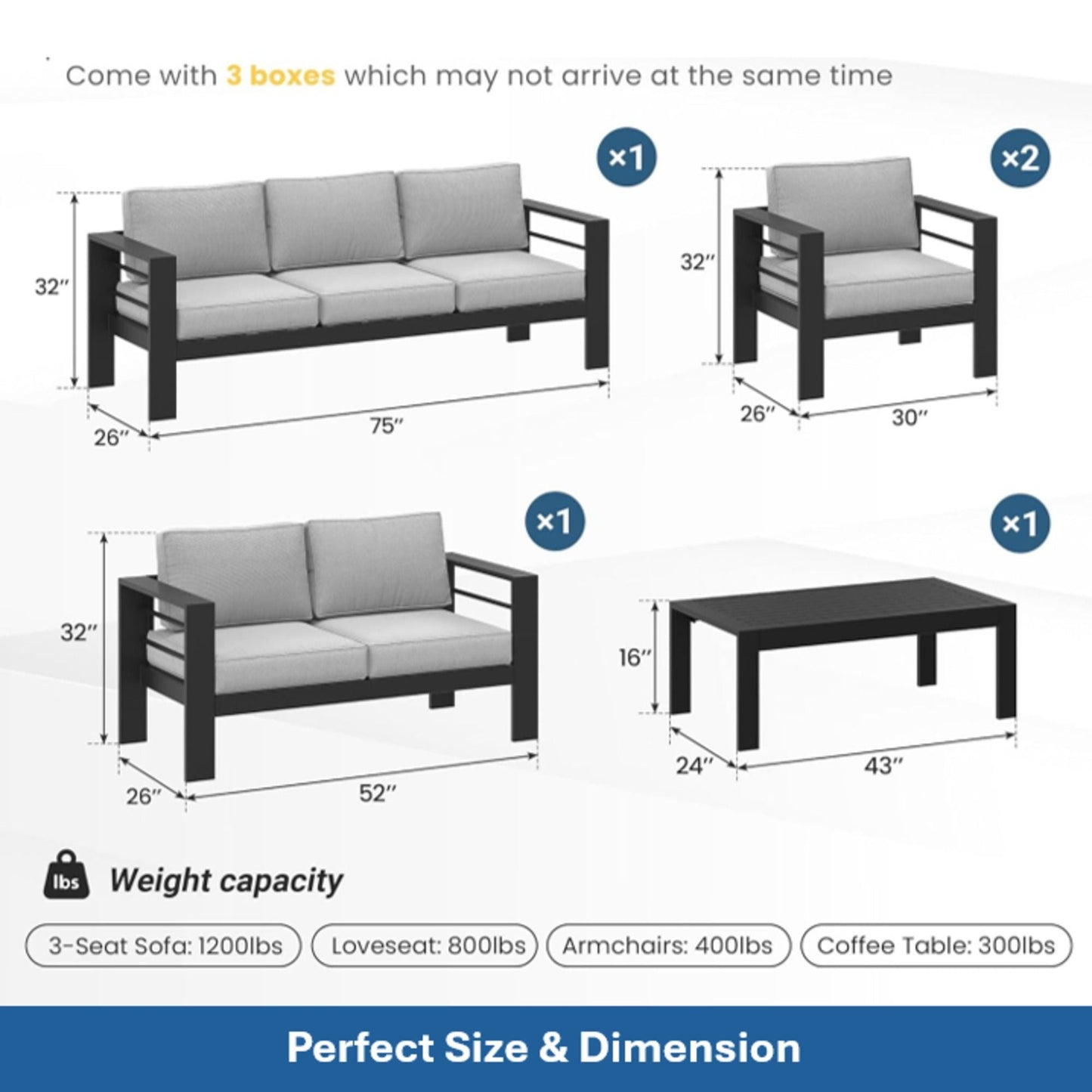 Outdoor Iron Patio Set With The Thick Cushions