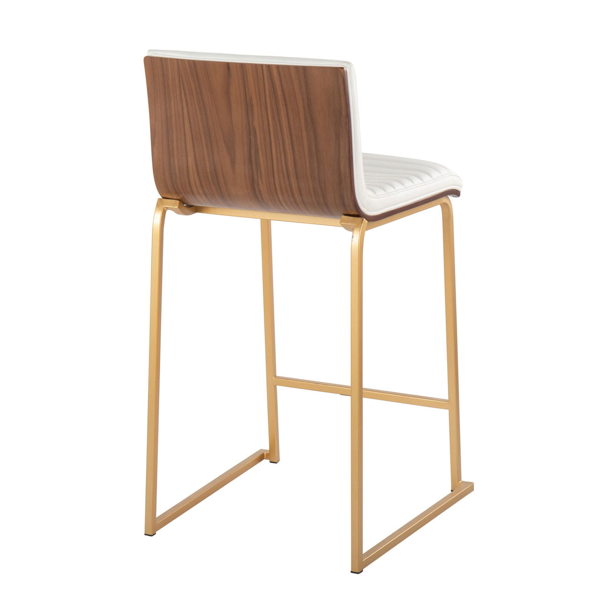 Mason Mara counter stools set of 2 with white upholstered seat/back, walnut back, gold legs on Tampa Home & Garden Store