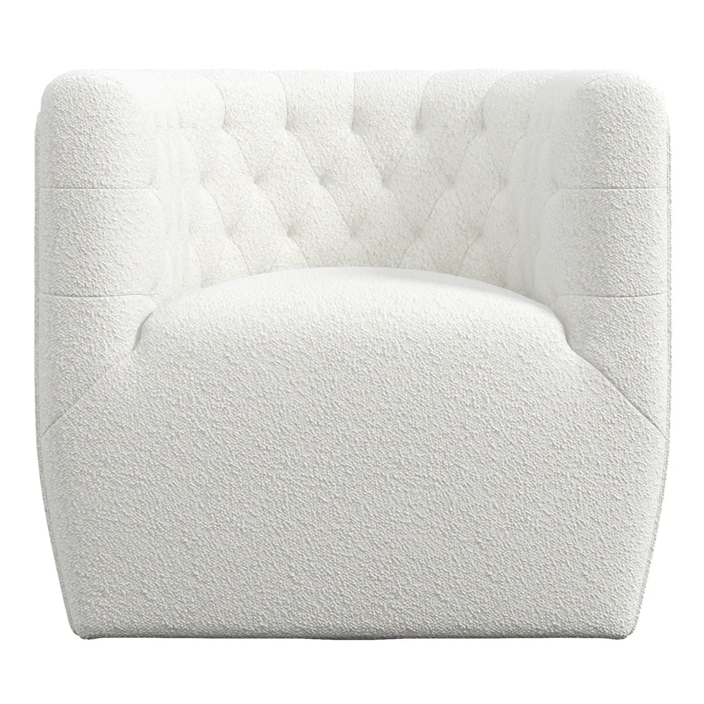 Delaney ergonomic swivel chair in white boucle with tufted back by Unique Piece Furniture on Tampa Home & Garden Store