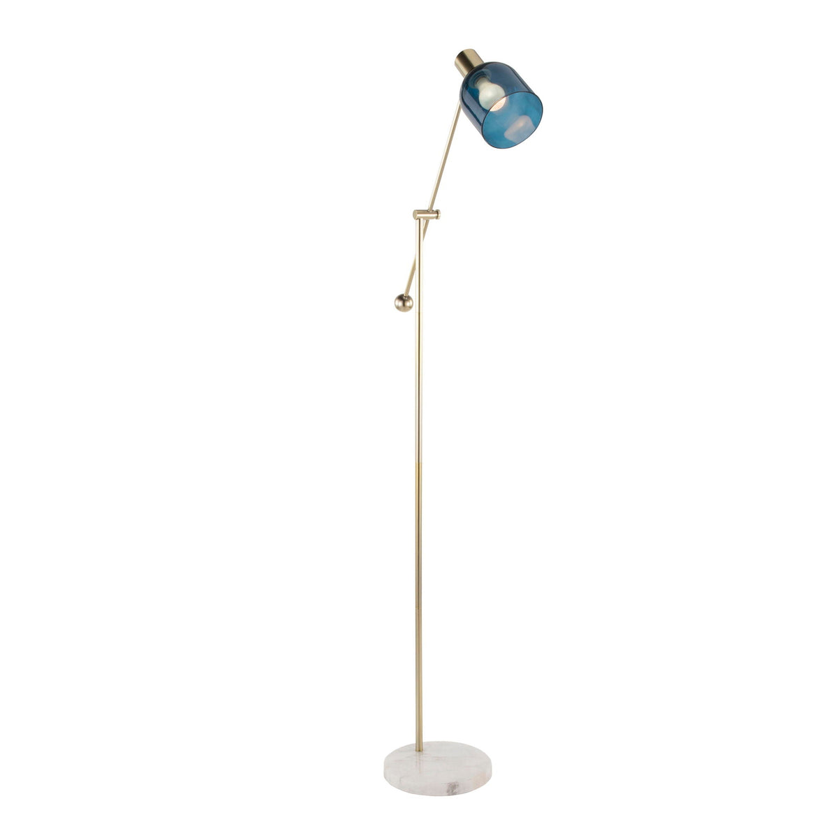 Marcel - Contemporary / Glam Floor Lamp by HouseOfZazla, brass stem, blue shade with marble base on Tampa Home & Garden Store