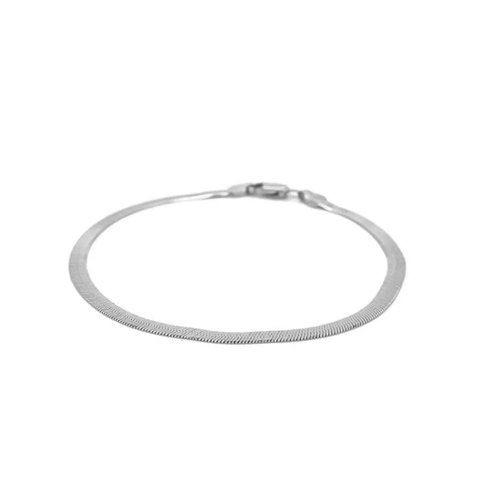 14K white gold Super Flex herringbone bracelet, slim flat chain on Tampa Home & Garden Store