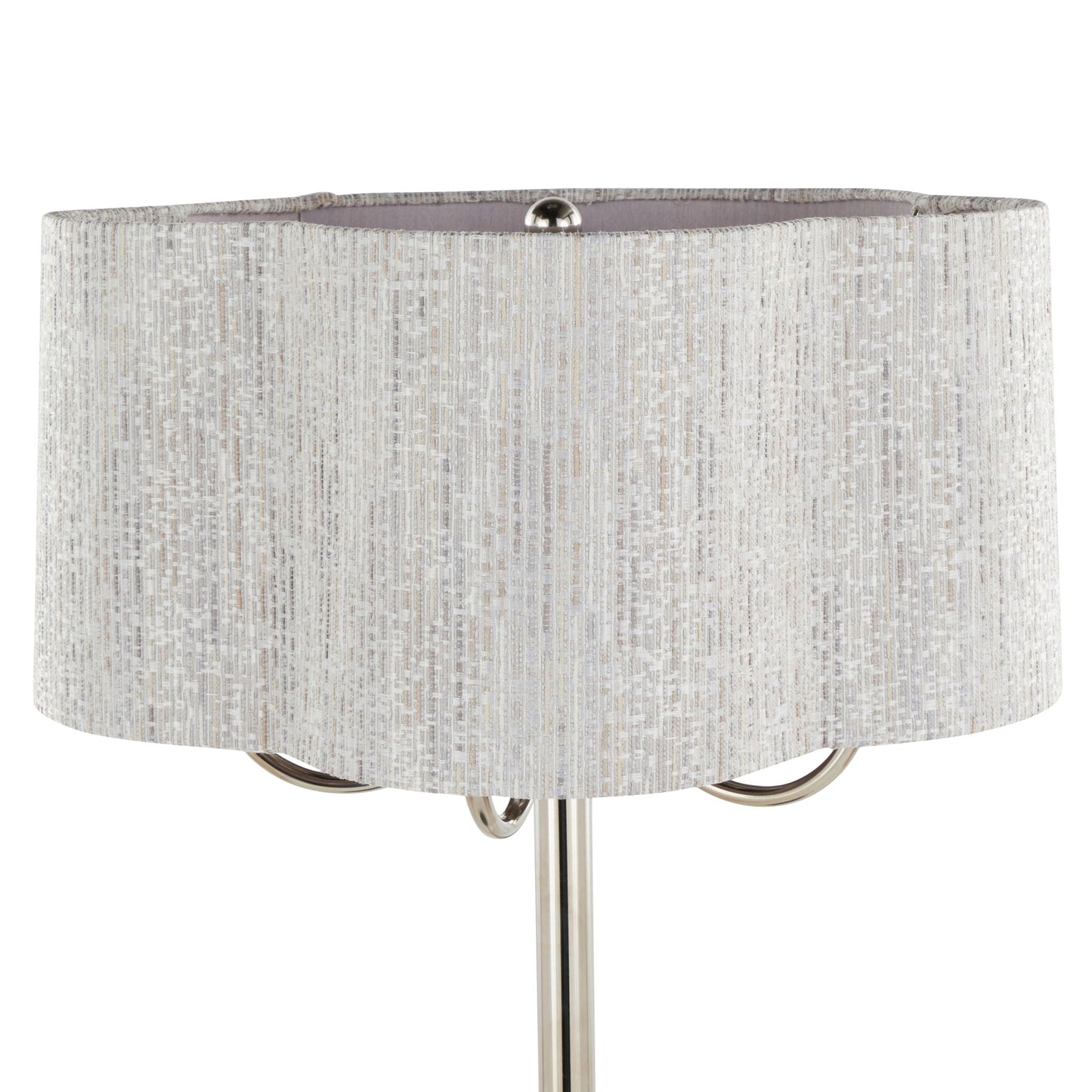 Lily contemporary table lamp with gray fabric shade and polished nickel base on Tampa Home & Garden Store