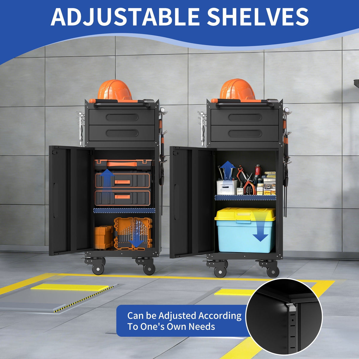 Heavy Duty Rolling Tool Cabinet with Lockable Drawers, black with orange, 2 units on Tampa Home & Garden Store