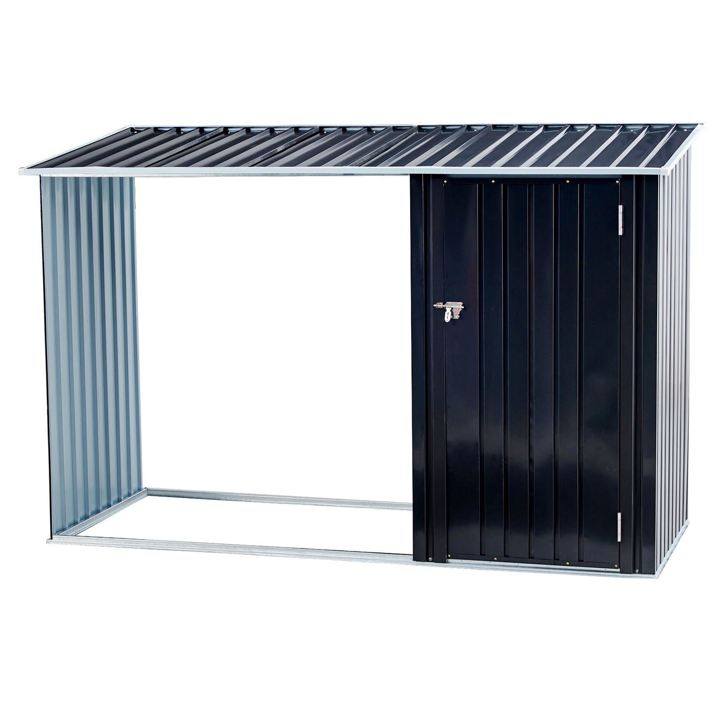 Outdoor Galvanized Firewood and Storage Shed