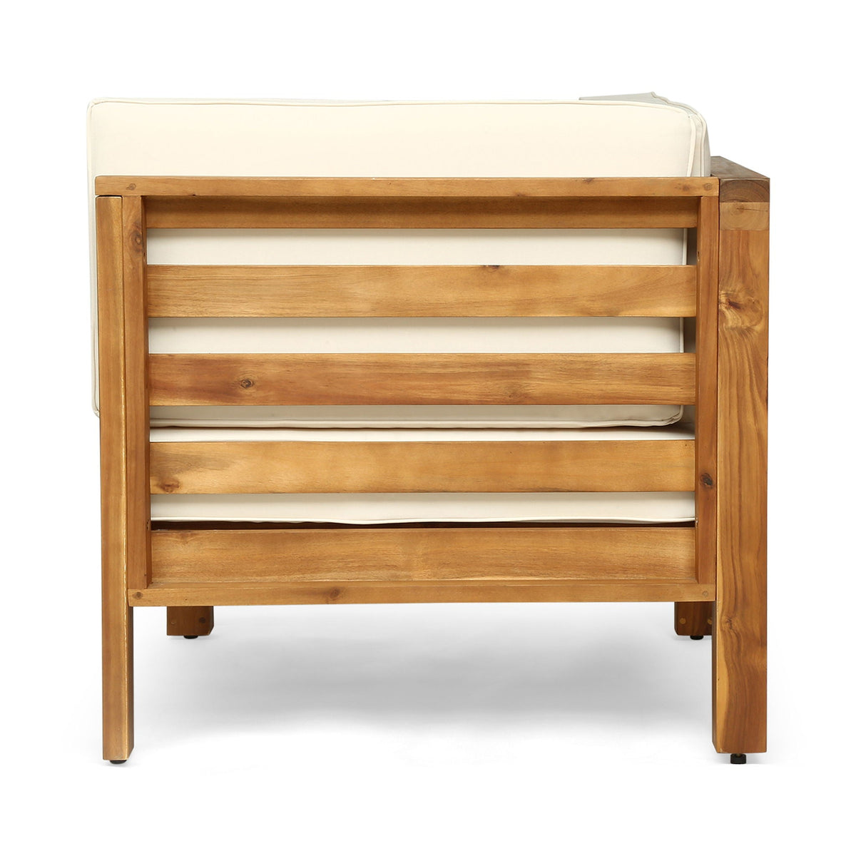 Oana 2-piece loveseat set with water resistant white cushions in natural wood frame on Tampa Home & Garden Store