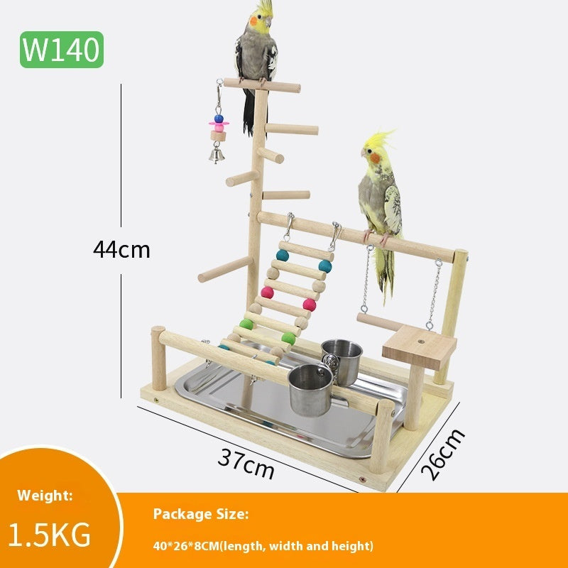 Sichuan Pepper Parrot Climbing Training Platform natural wood bird gym with ladders two parrots on Tampa Home & Garden Store