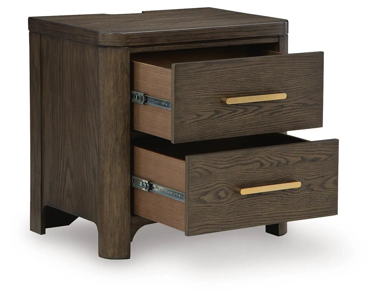 Radkin Two Drawer Night Stand Burnished Brown