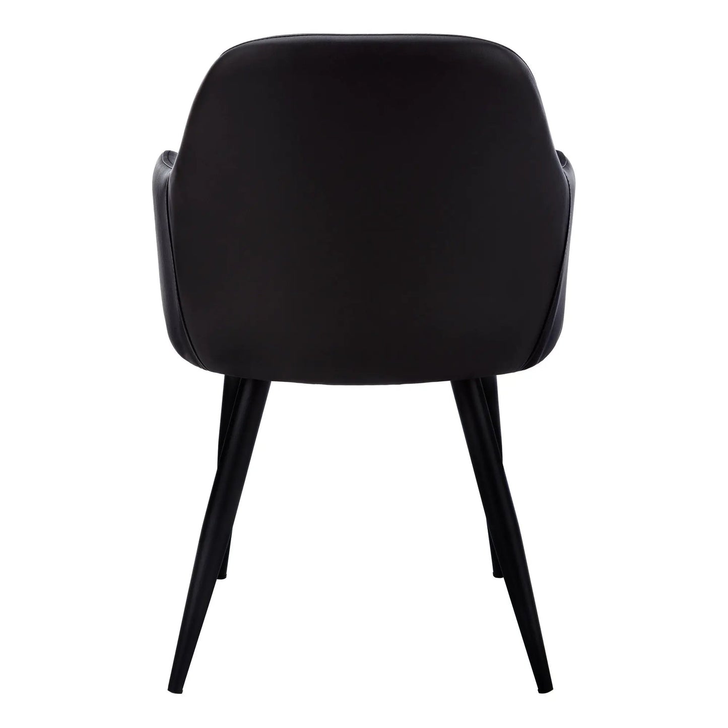 Dining chair set of 2, black upholstered leatherette with rounded back and tapered legs on Tampa Home & Garden Store
