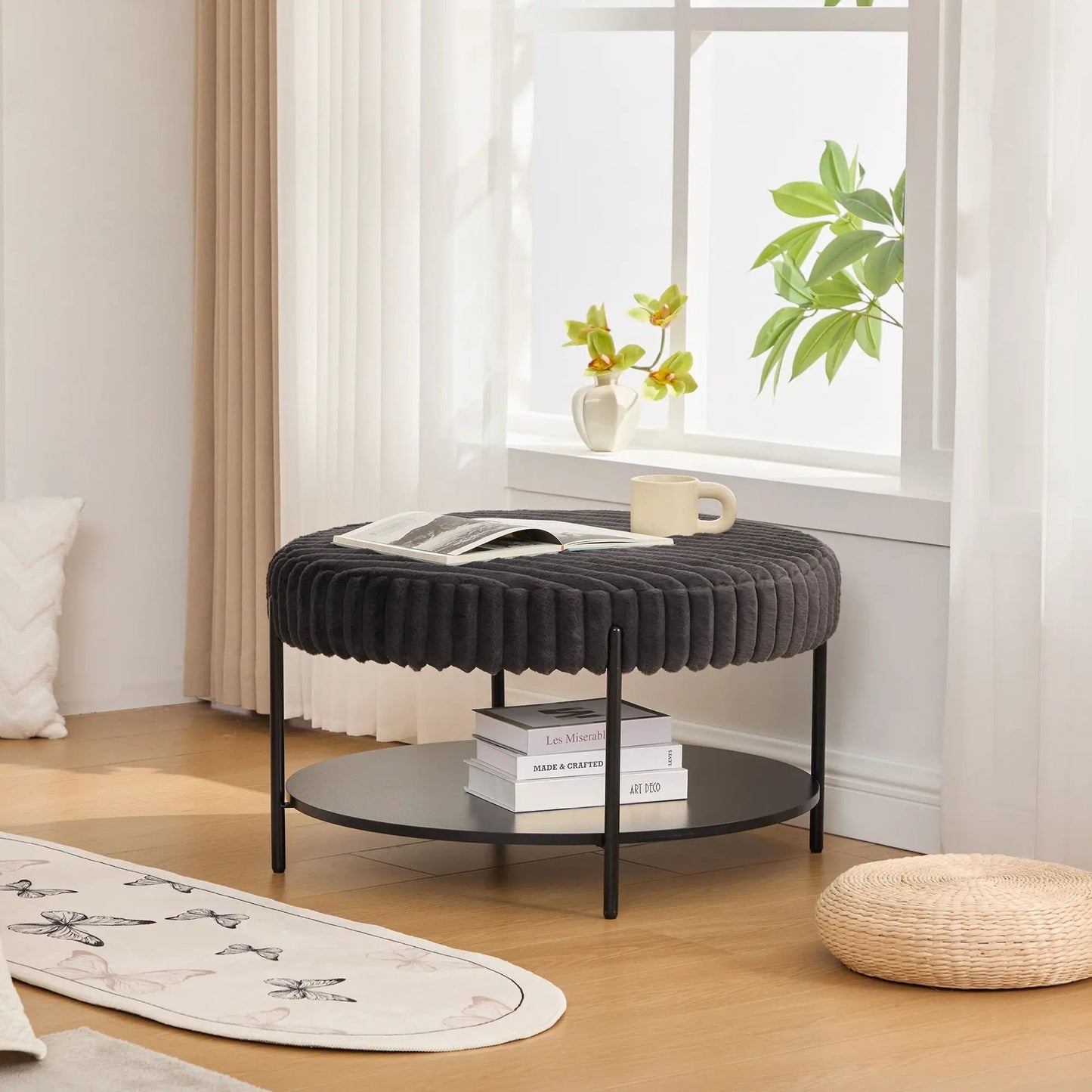 Modern Upholstered Round Ottoman Coffee Table