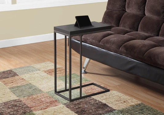 C-Shaped Accent Table for Living Room by Unique Piece Furniture, black metal frame with dark tabletop on Tampa Home & Garden Store