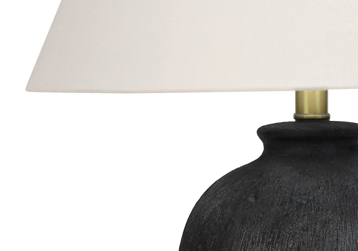 Table lamp ceramic black with white fabric shade; modern brass neck, Unique Piece Furniture on Tampa Home & Garden Store