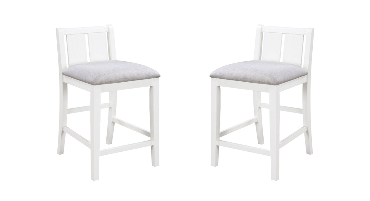 3 Piece Counter Height Dining Set white chairs (2) with gray cushions by HouseOfZazla on Tampa Home & Garden Store